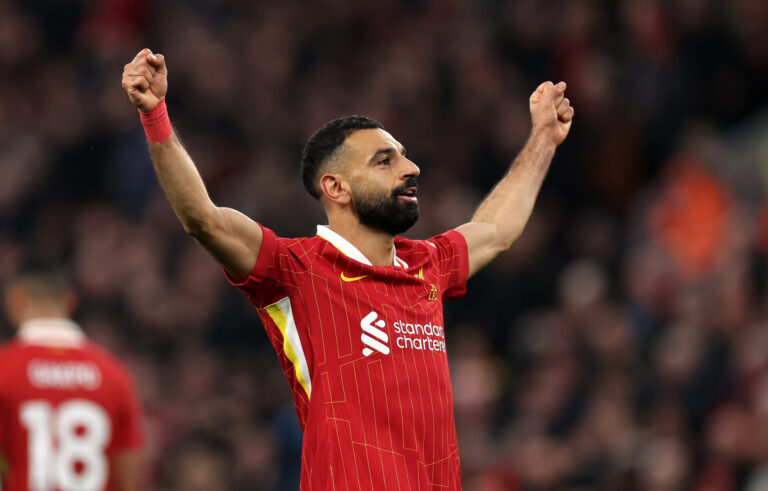 Mohamed Salah celebrating against Brighton