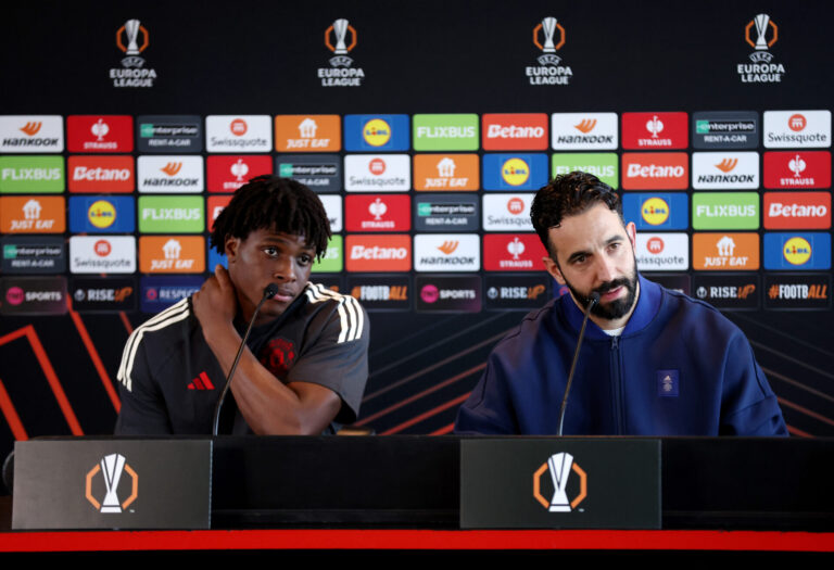 Amorim and Dorgu in a press conference